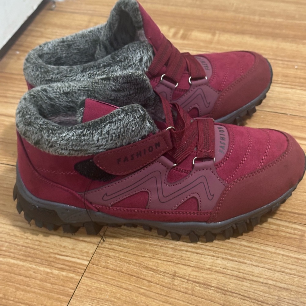 Red and Gray Winter Boots